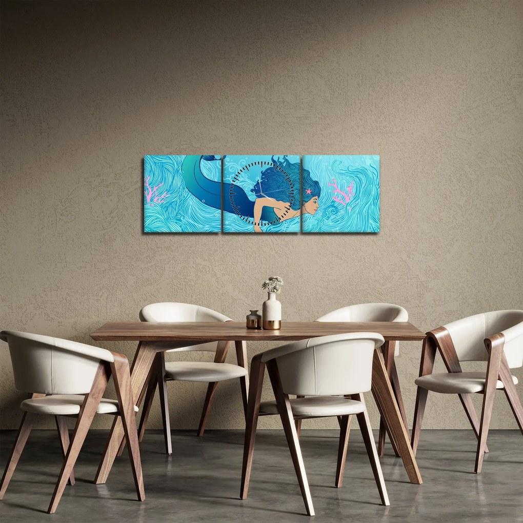 Tablou - Sirena (cu ceas) (90x30 cm)