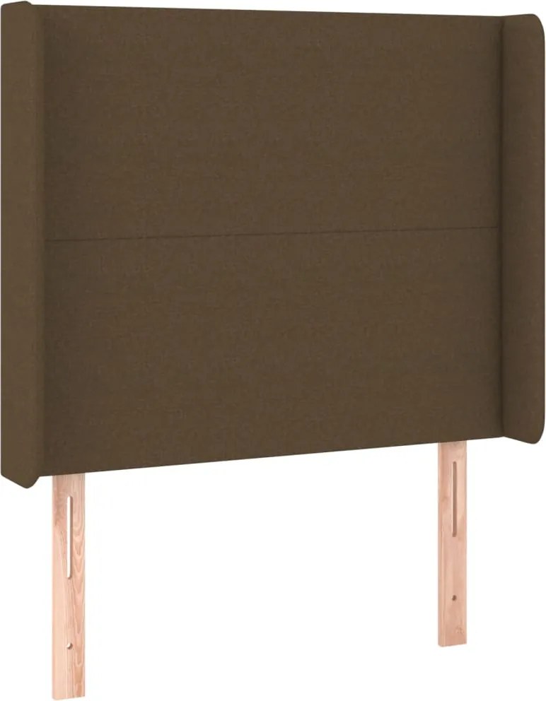 vidaXL Tăblie de pat cu aripioare maro închis 93x16x118/128 cm textil