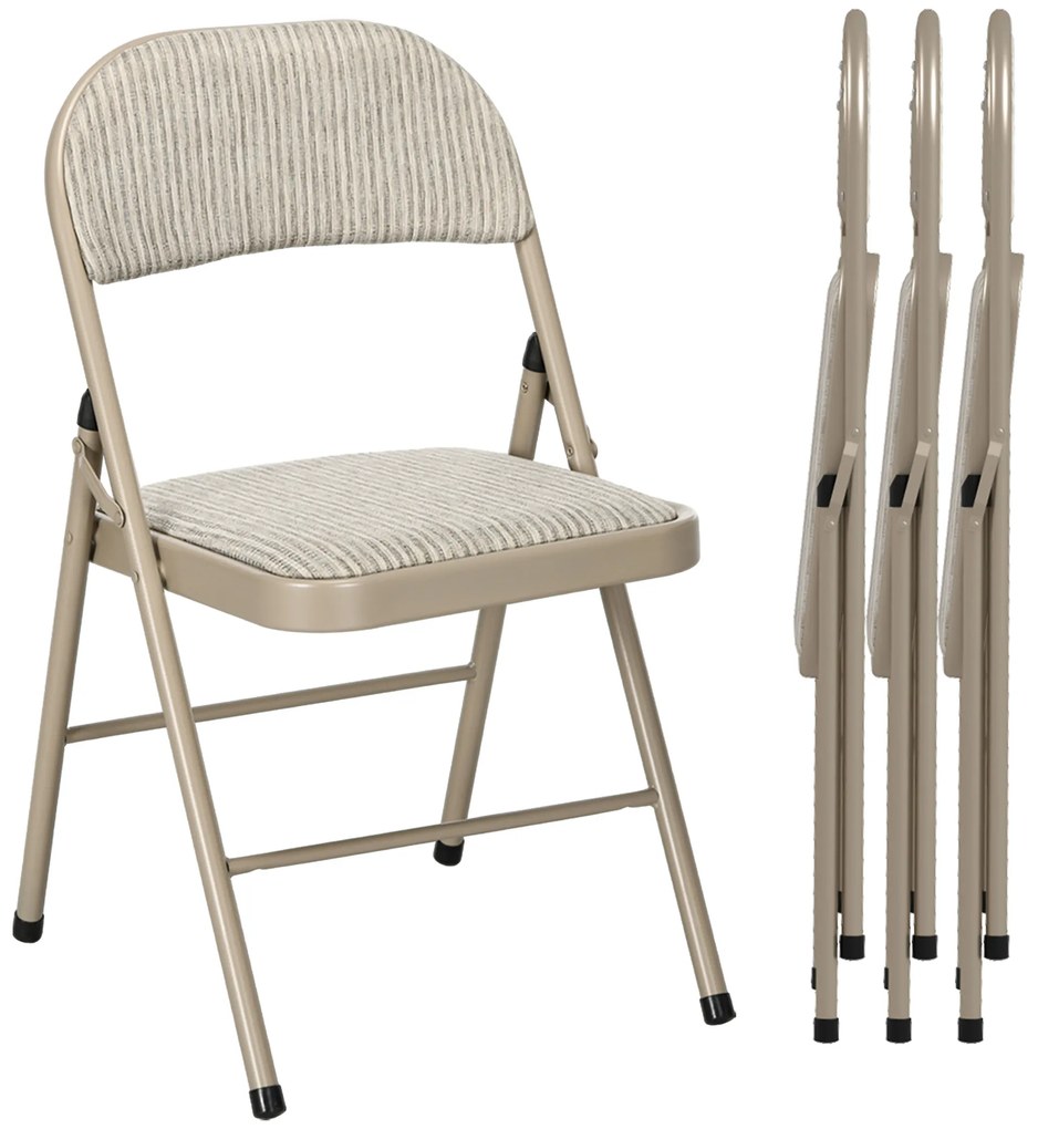 HOMCOM Lot de 4 scaune pliante scaune de sufragerie portabile cadru din oțel dim. 45l x 46A x 78Î cm bej | Aosom Romania