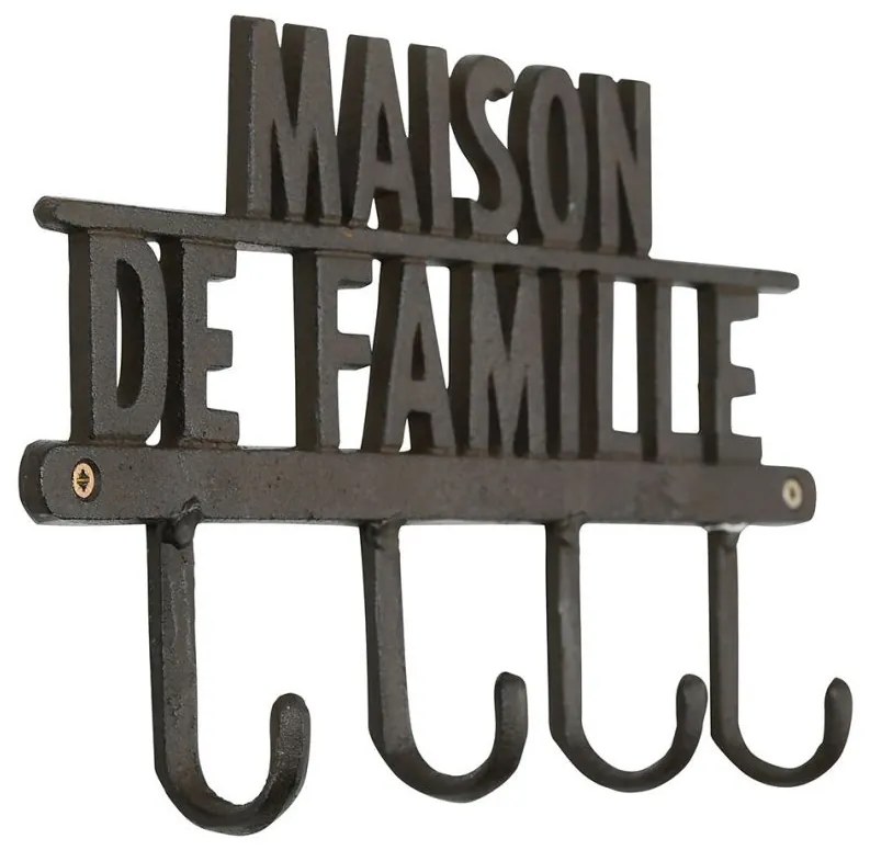 Cuier de perete decorativ, din fonta, L33 cm, Minrai