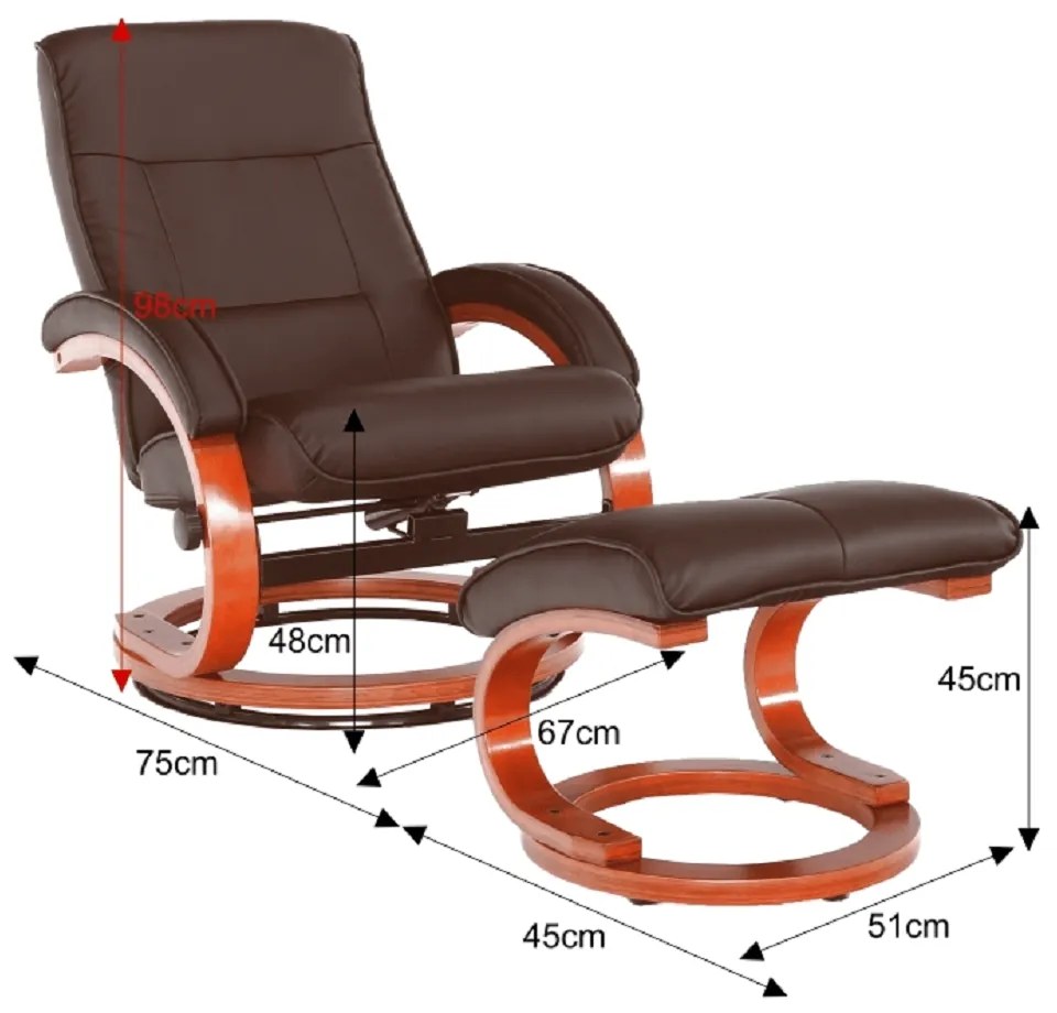 Scaun relaxant reglabil, maro închis, RYAN