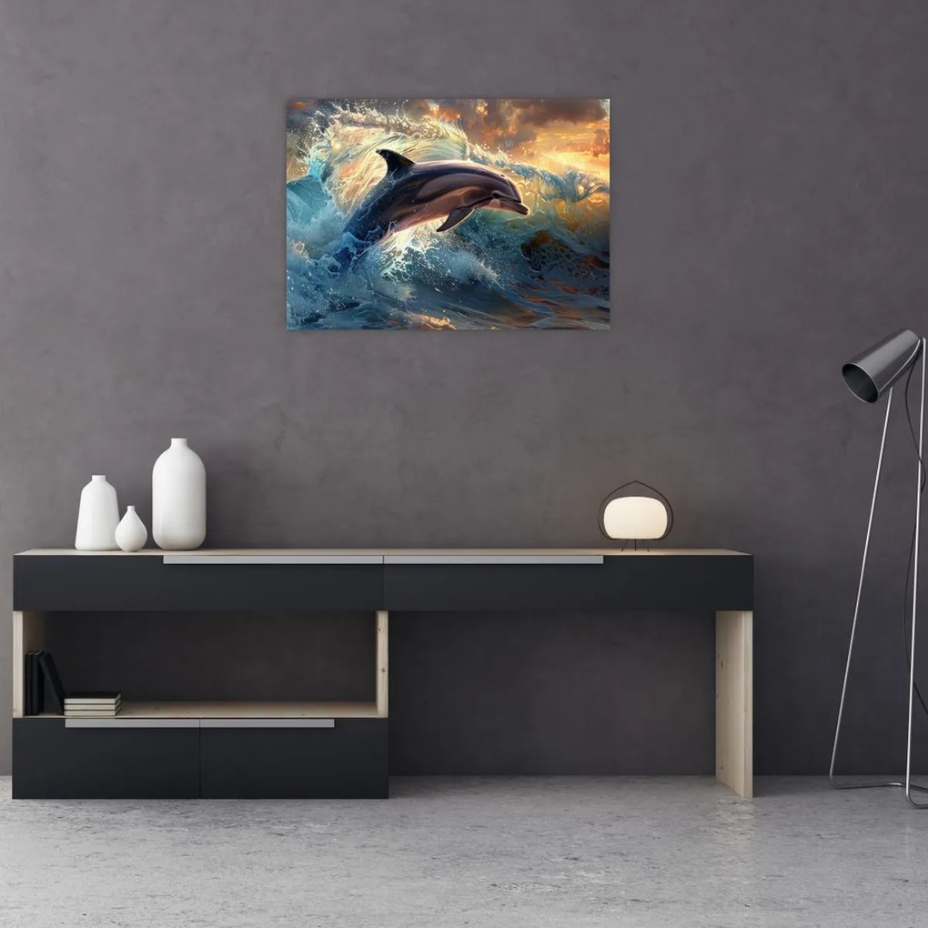 Tablou - Delfin, ilustrații (70x50 cm)