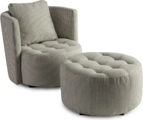 Taburet tapitat rotund 80 cm gri Aston