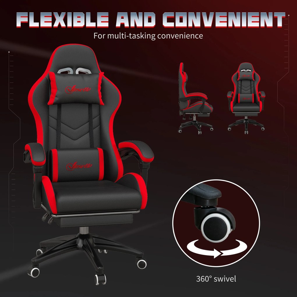 Vinsetto Scaun Gaming cu Înălțime Reglabilă și cu Spătar Rabatabil, 65x65x121-129 cm, Negru | Aosom Romania