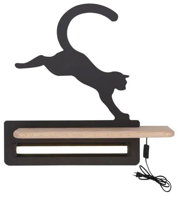 Aplica de perete CAT 5W LED IQ KIDS cu cablu , comutator si prison negru