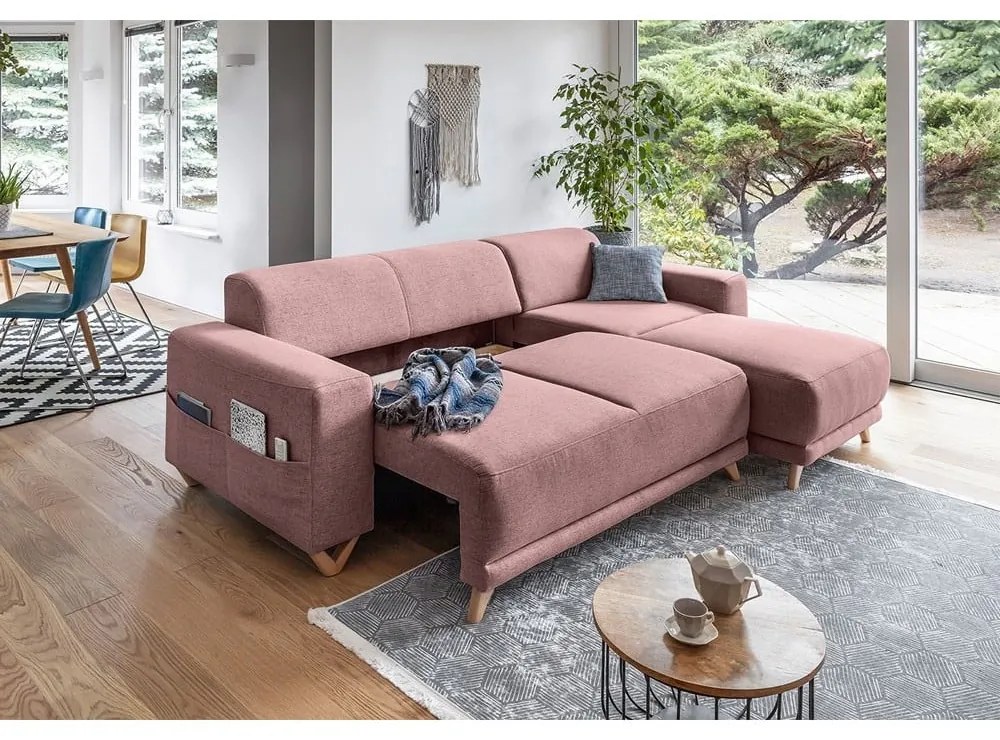 Colțar roz extensibil/cu spațiu de depozitare Classy Sophie – Miuform