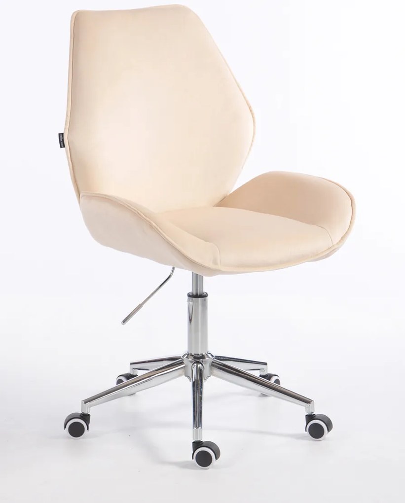 HR350K Scaun Crem din Catifea Bază Cromata