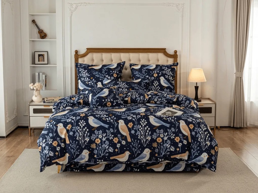 Lenjerie de pat din microfibra DENIM BIRDS albastru Dimensiune lenjerie de pat: 70 x 90 cm | 140 x 200 cm