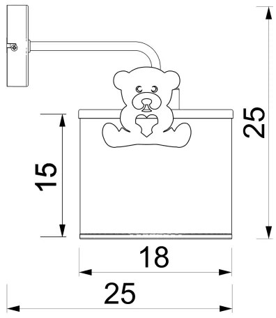 Lampă de perete pentru copii SWEET 1xE27/15W/230V alb/roz/ursuleț