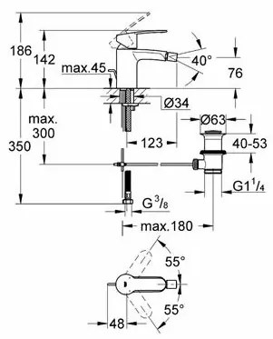 Baterie bideu Grohe Eurostyle Cosmopolitan crom lucios