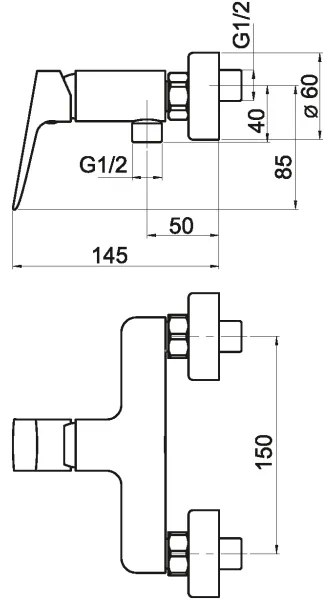 Baterie de duș Novaservis NOBLESS EGO crom lucios