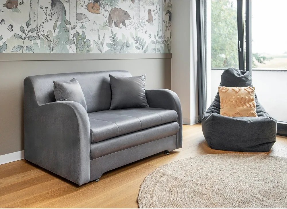 Canapea gri deschis extensibilă cu tapițerie din catifea 130 cm Ario – ELTAP