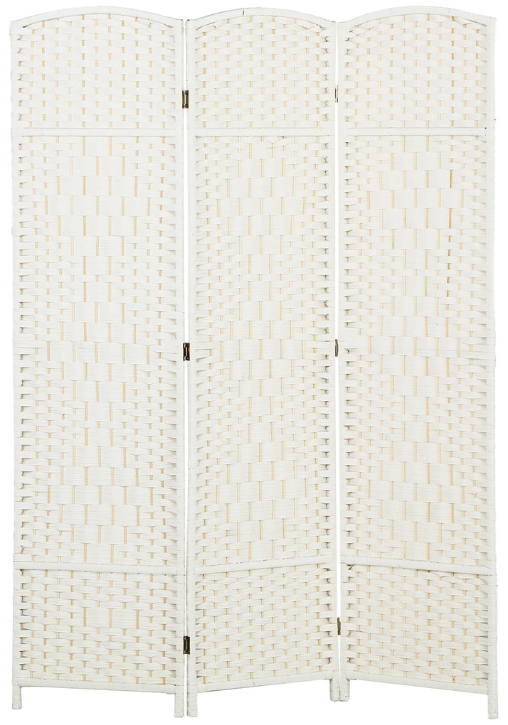 HOMCOM Paravent interior din lemn 3 panouri separator de cameră pliabil pentru living dormitor 135 x 180 cm alb | Aosom Romania