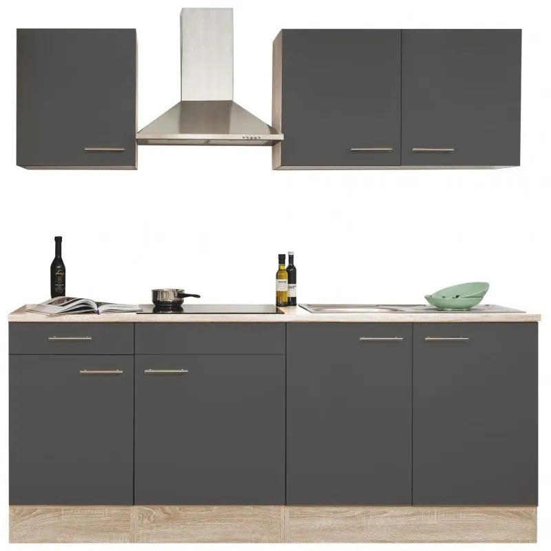 Mobilă de bucătărie Yorki 210, corp din stejar sonoma, cu față antracit satinat