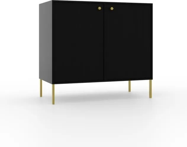 Comodă cu doua usi, 84x41x74cm, Tili System, ADRK Furniture (Culoare: Negru / Negru)