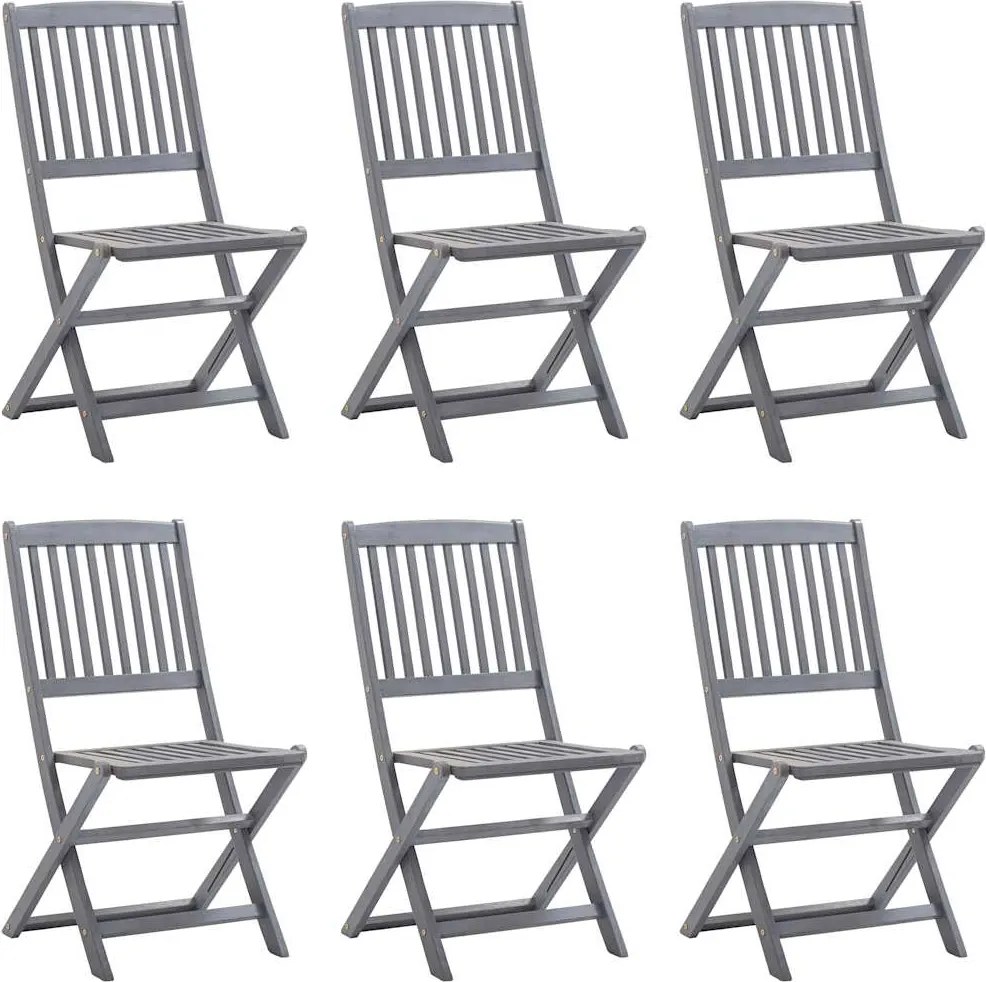 vidaXL Scaune pliabile de exterior, 6 buc., lemn masiv de acacia