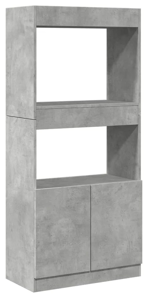 855109 vidaXL Dulap înalt, gri beton, 63x33x140 cm, lemn prelucrat