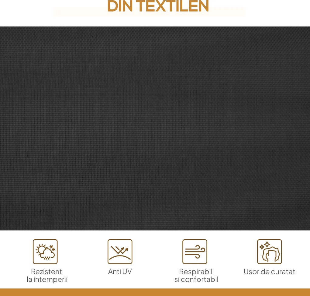 Outsunny Leagăn de Grădină pentru 3 Persoane cu Acoperiș, Șezut Respirabil și Cadru din Oțel, Negru | Aosom Romania