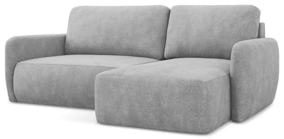 Colțar gri deschis extensibil/cu spațiu de depozitare cu tapițerie din chenille (cu colț pe partea dreaptă/cu șezlong) Lilo – Makamii