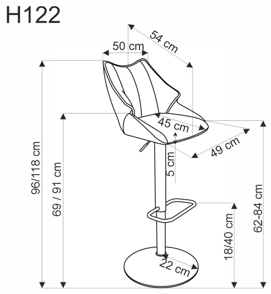 Scaun de bar H122 bej/negru