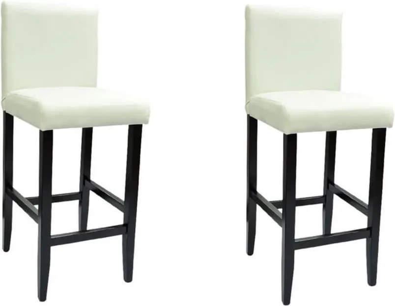 vidaXL Scaune de bar, 2 buc., alb, piele ecologică