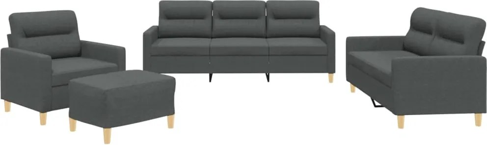 vidaXL Set de canapele cu perne, 4 piese, gri închis, textil