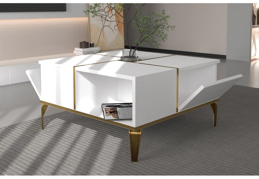 Măsuță de cafea Nirvy (alb + auriu). 1107850