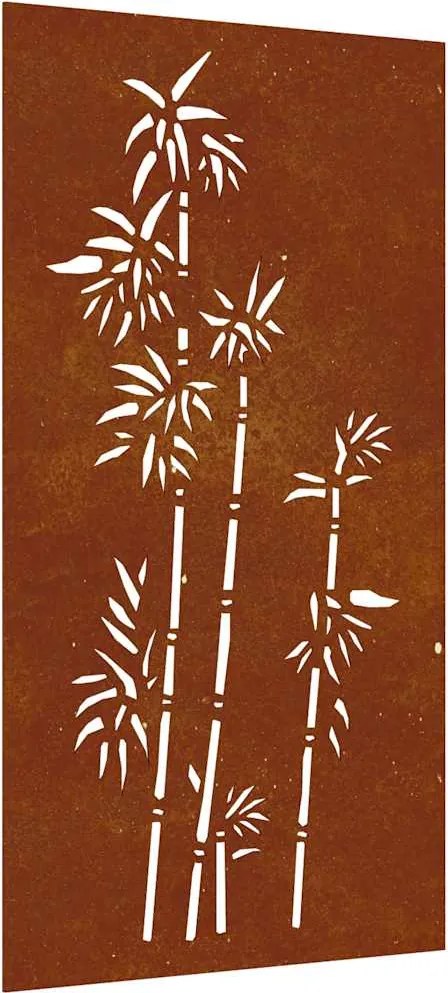vidaXL Decorație perete de grădină 105x55 cm design bambus oțel Corten