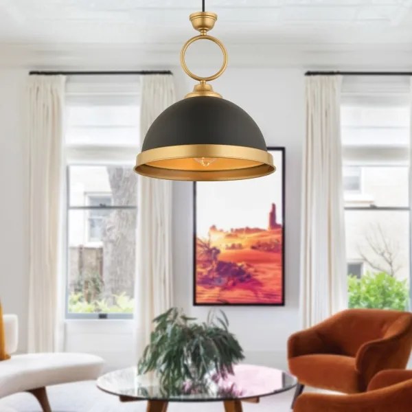 Lustră suspendată MONZA pe cablu, 1xE27/40W/230V, Ø 30 cm, negru/bronz