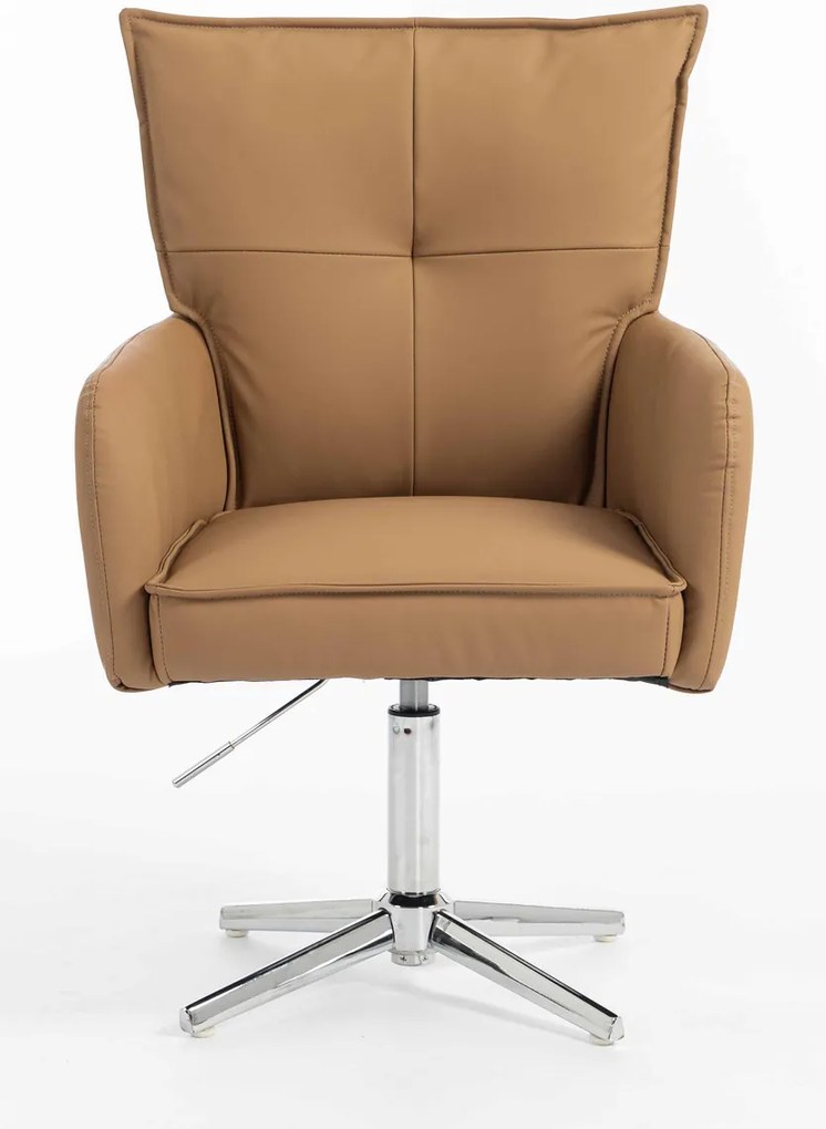 HR250CROSS Scaun Piele Ecologică Premium Soft Culoare Caramel Bază Cromata