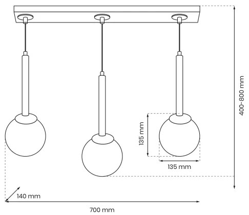 Lustră pe cablu PARMA 3xE14/40W/230V negru