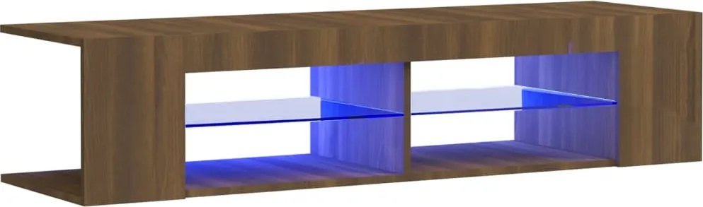 vidaXL Comodă TV cu lumini LED, stejar maro, 135x39x30 cm