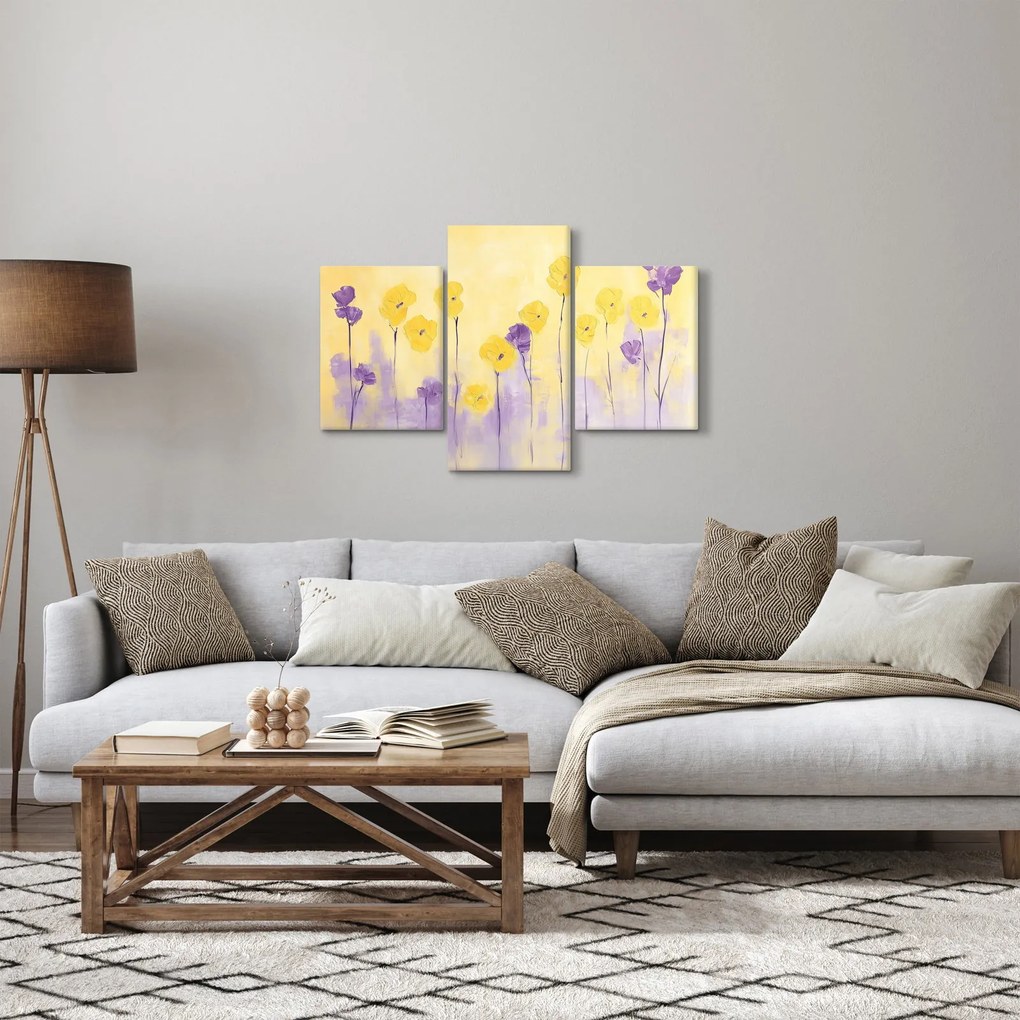 Tablou - Flori mov și galbene (90x60 cm)