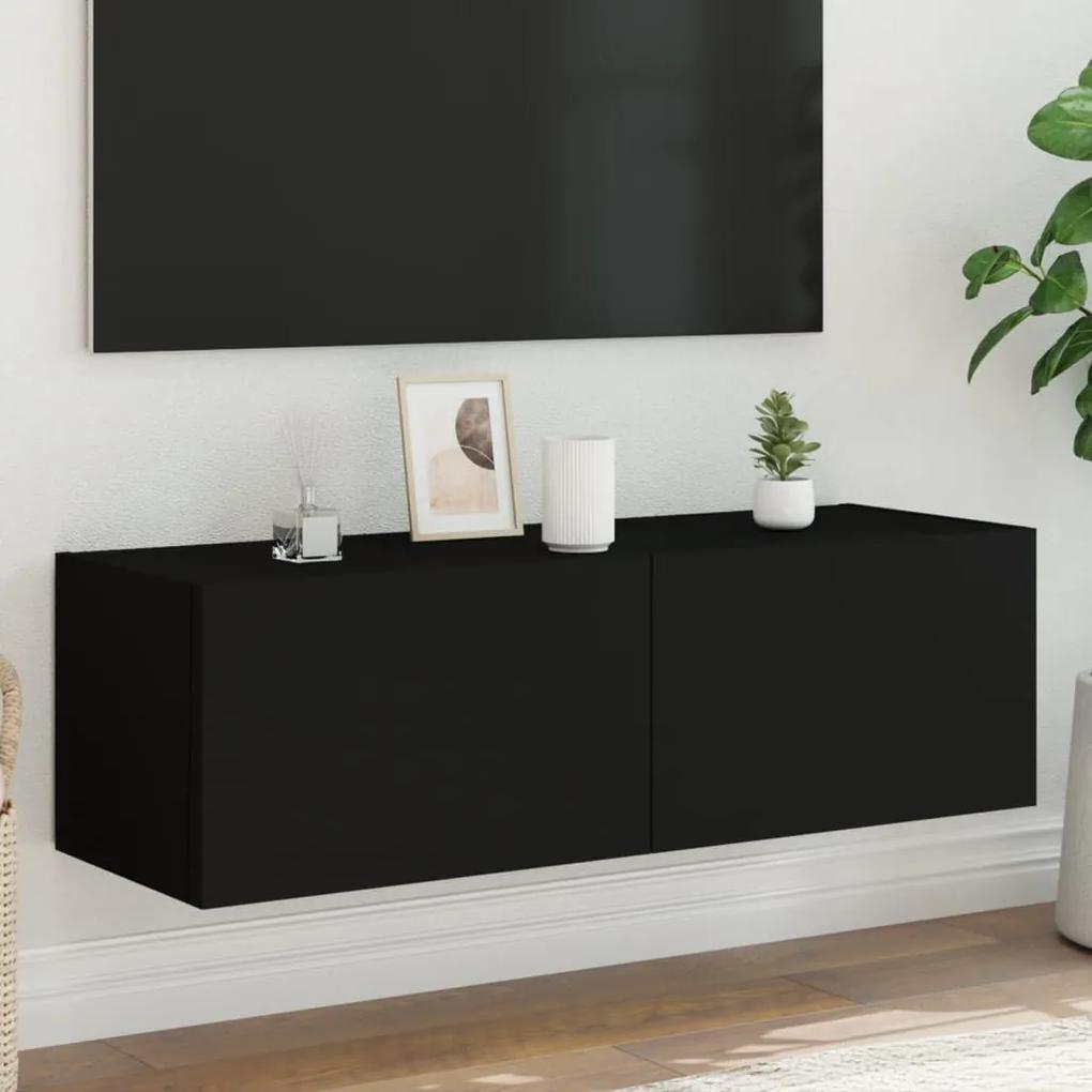 837296 vidaXL Comodă TV de perete cu lumini LED, negru, 100x35x31 cm
