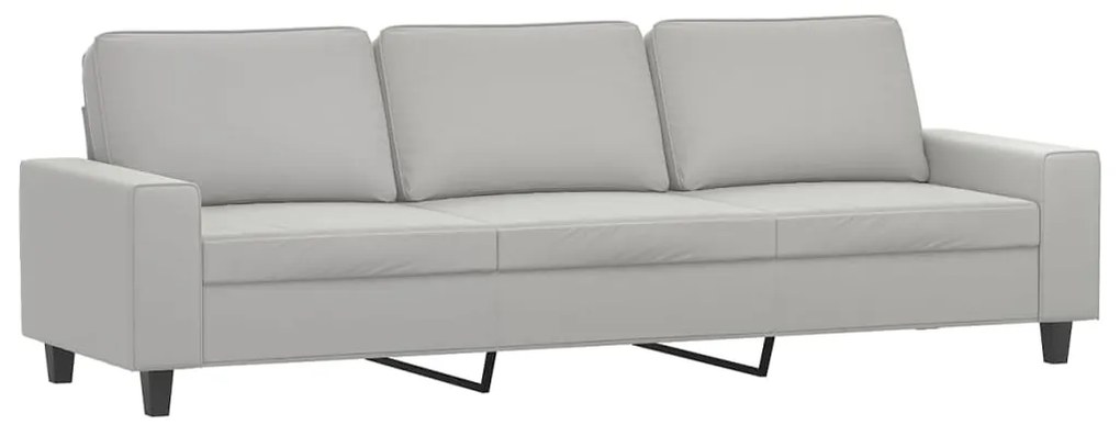Canapea cu 3 locuri si taburet, gri deschis, 210 cm, microfibra