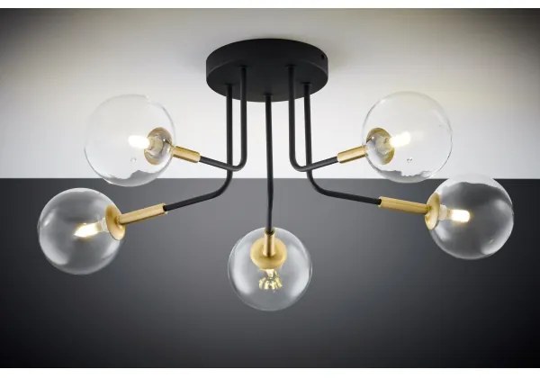 Lustră pe tijă Jupiter 2040 BURANO 5xG9/10W/230V negru/auriu/transparent