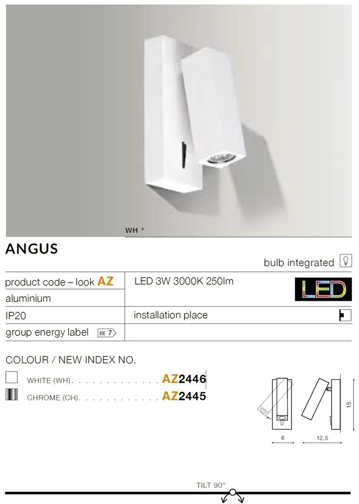 Aplica LED cu spot directionabil ANGUS crom