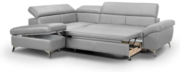 Canapea colțar extensibilă din piele SALERNO II stânga, gri