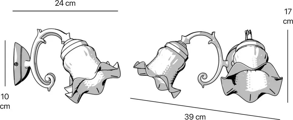 Aplica de perete stil clasic italian din alama si sticla Ricciolo