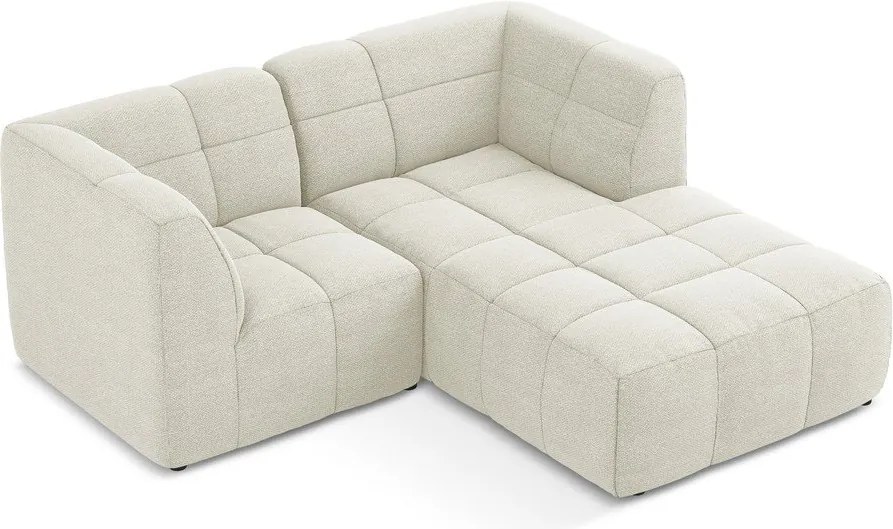 Colțar bej cu tapițerie din țesătură bouclé (cu colț pe partea dreaptă/cu șezlong) Aloha – Makamii