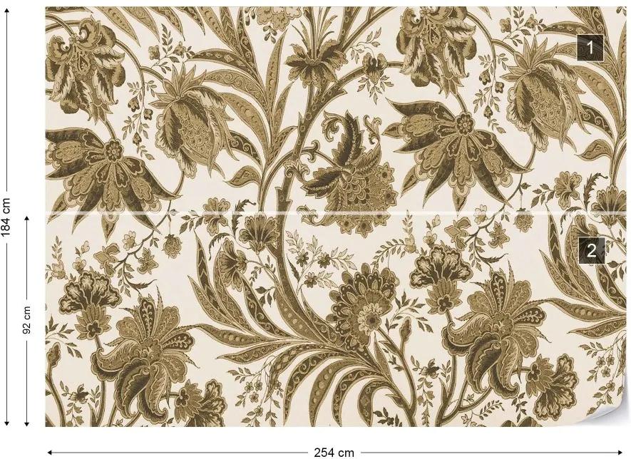 Fototapet GLIX - Flowers Plants Vintage Pattern  + adeziv GRATUIT Tapet nețesute - 254x184 cm