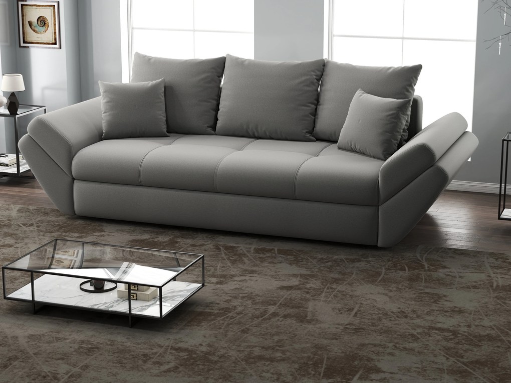 Canapea extensibilă dumonde cu ladă de depozitare si sezut confortabil din spuma high-density, Loana Royal Grey 250x100 cm
