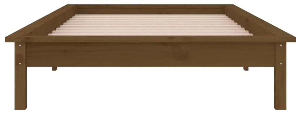 Cadru de pat Single 3FT cu LED, maro miere 90x190 cm lemn masiv maro miere, 90 x 190 cm