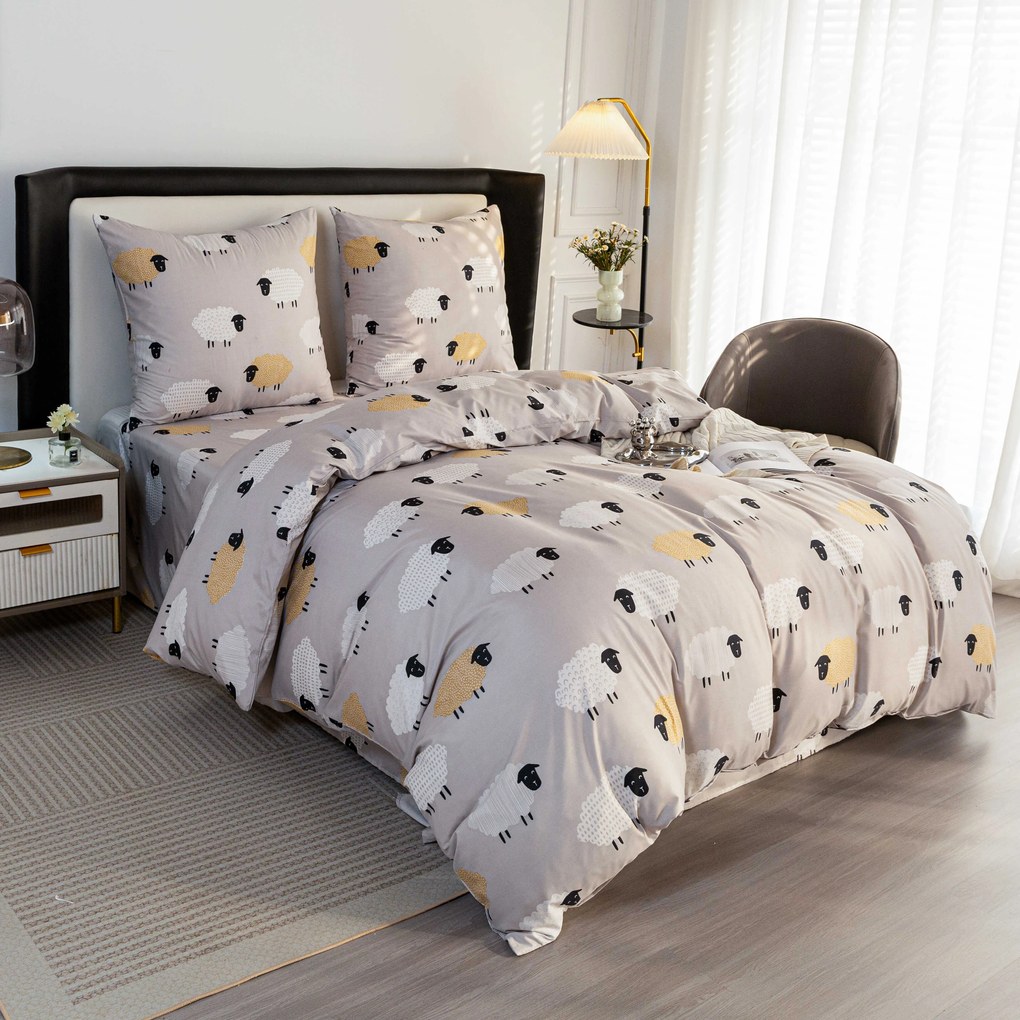 Lenjerie din microfibra SHEEP DREAM gri Dimensiune lenjerie de pat: 70 x 90 cm | 140 x 200 cm
