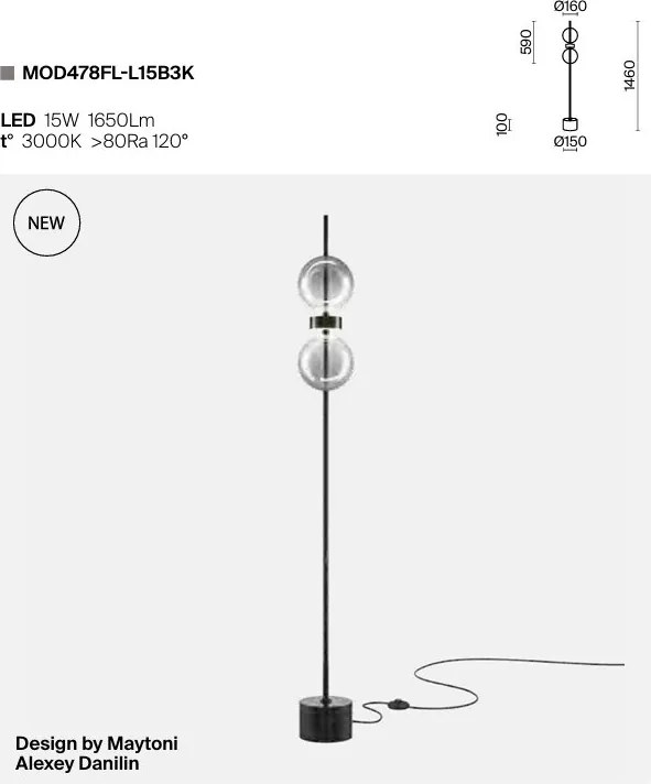 Lampadar, Lampa de podea LED Double Moon