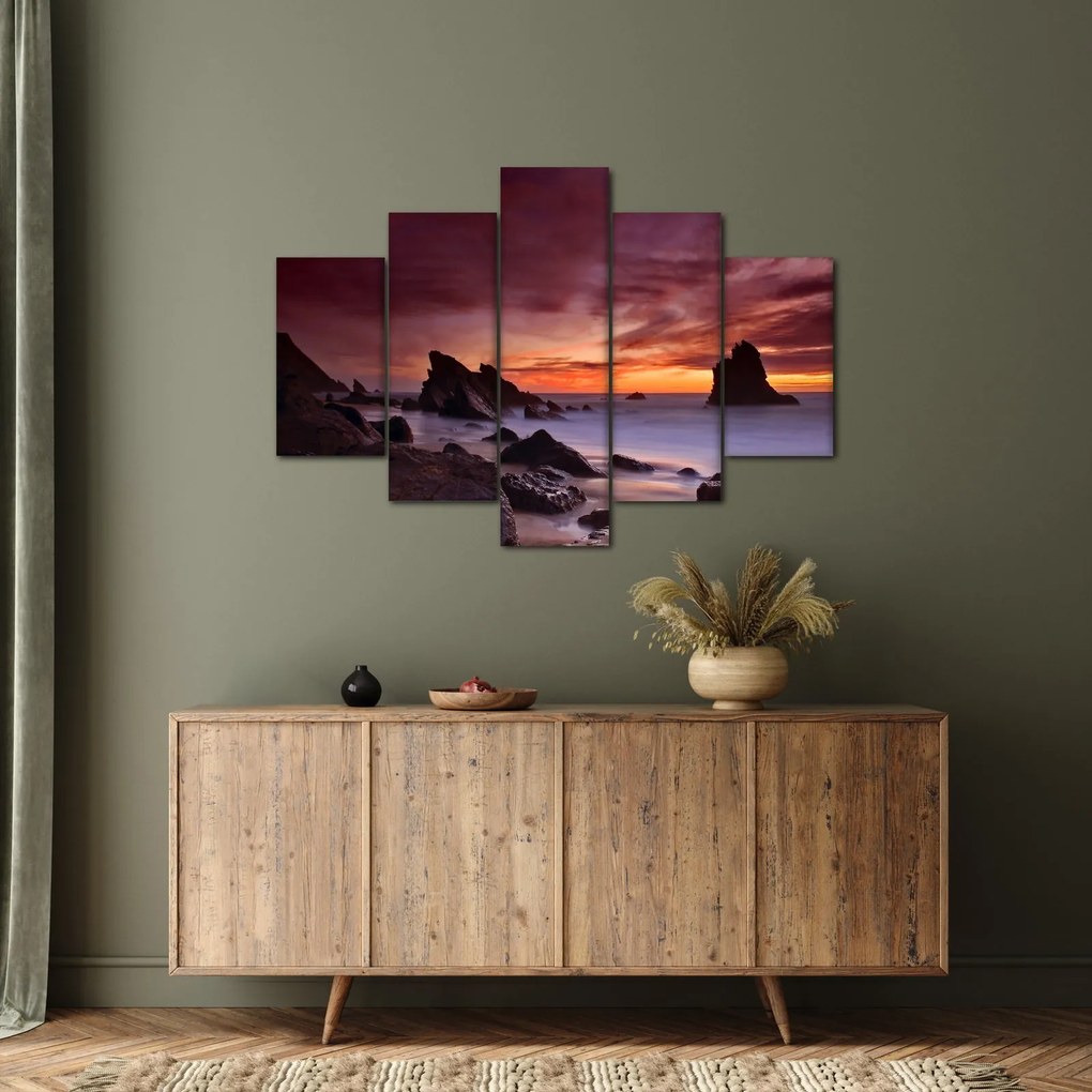 Tablou cu apus de soare pe mal (150x105 cm)