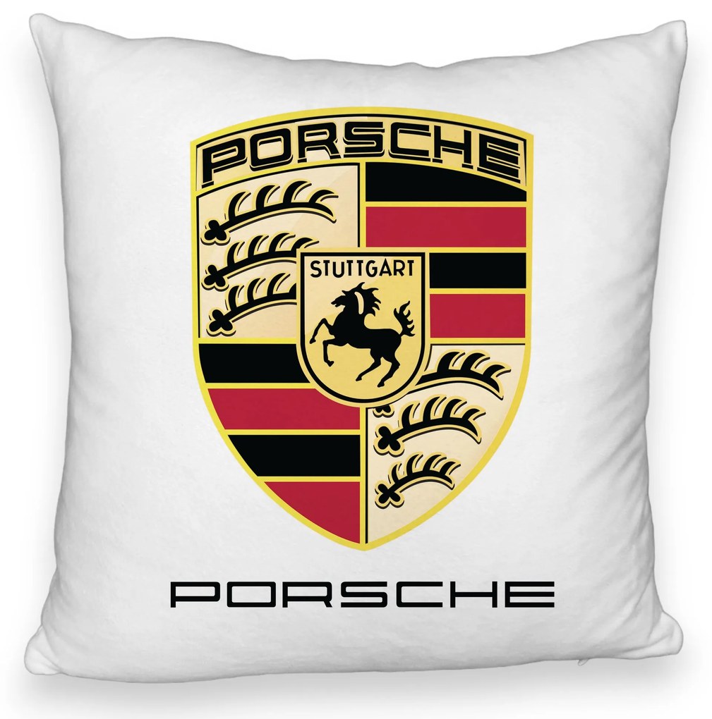 Perna Decorativa Fluffy, Model Porsche, 40x40 cm, Alba, Husa Detasabila, Burduf