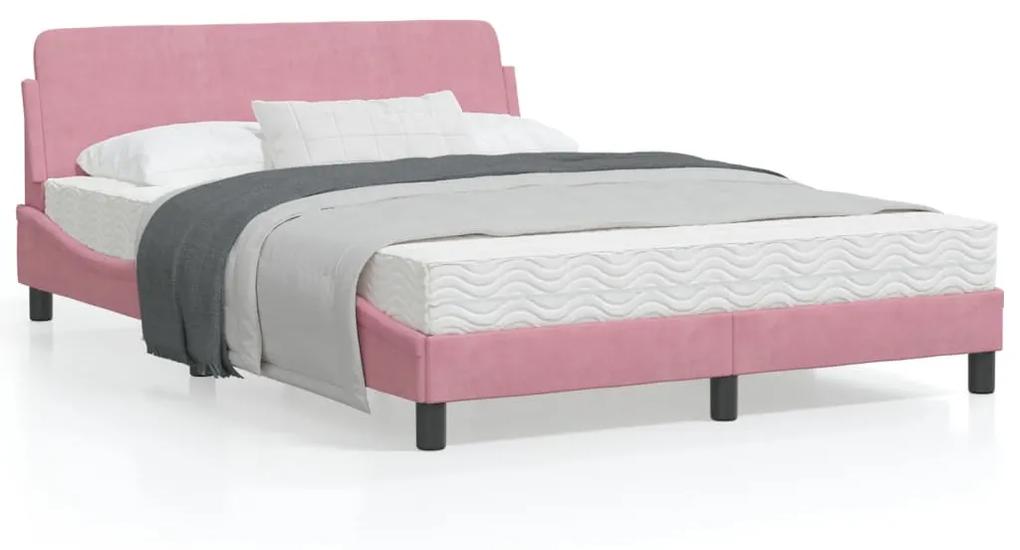 373197 vidaXL Cadru de pat cu tăblie, roz, 140x200 cm, catifea