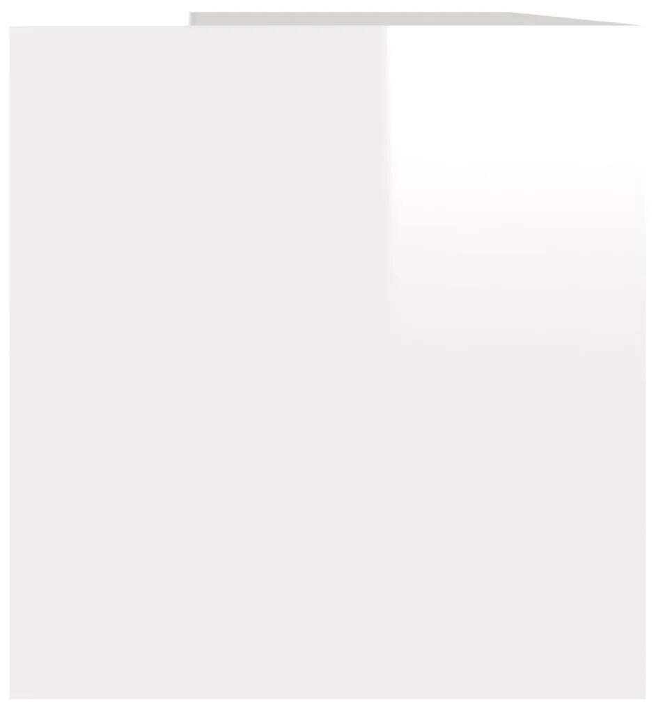 Cutie de depozitare viniluri, alb extralucios, 71x34x36 cm lemn 1, Alb foarte lucios