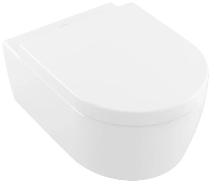 Set vas wc suspendat, Villeroy & Boch, Avento, direct flush, cu capac soft close, alb alpin